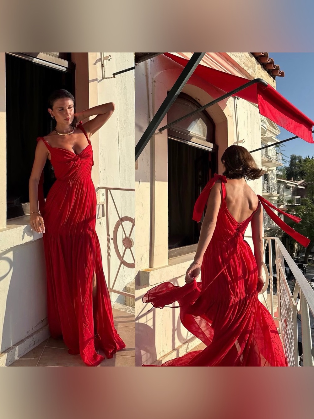 Matters Store Naia Ruched Corset Maxi Dress Red Large NWT
